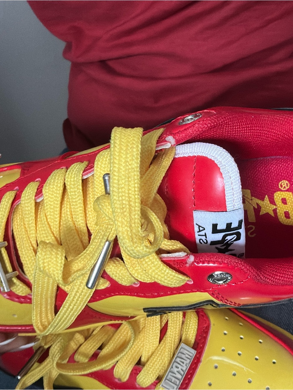 Bold Red & Yellow Men’s Athletic Sneakers